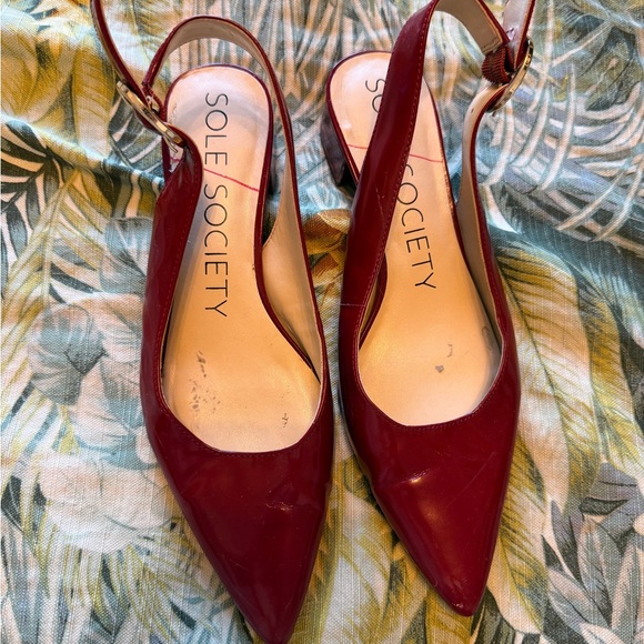 Sole Society Women's Burgundy Block Heels - Picture 3 of 4